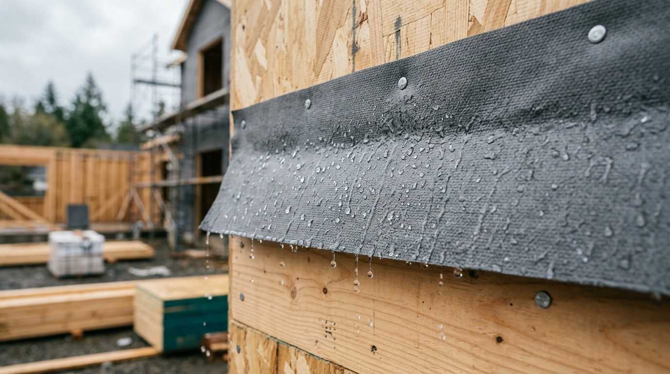 Water-resistive barrier installed on a home's exterior wall.