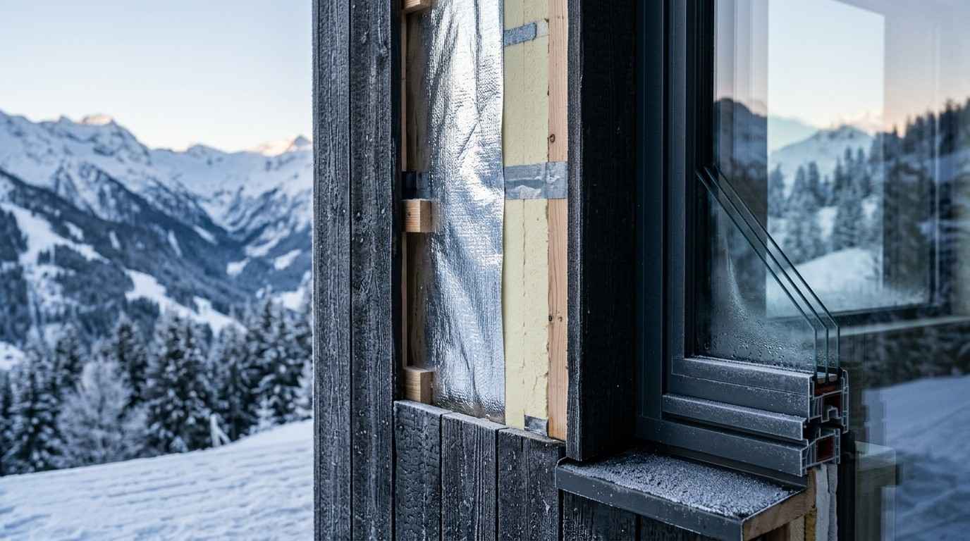Energy-efficient wall system with insulated window installation.
