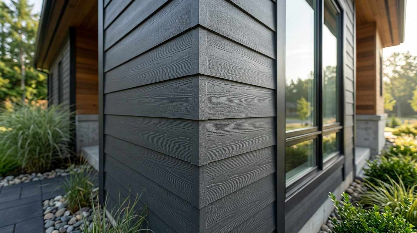 Fiber cement siding installed on a modern home exterior.
