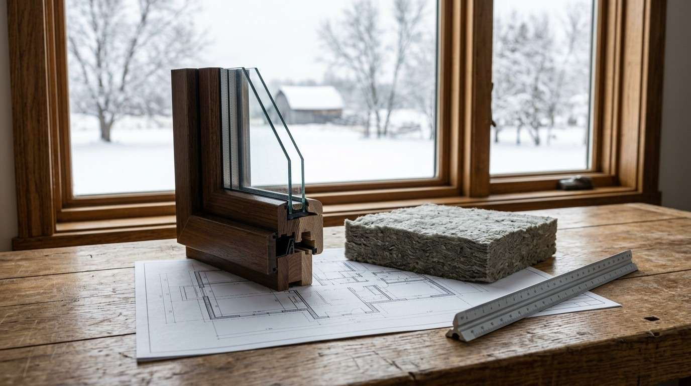 High-performance window and insulation materials for energy-efficient home design.