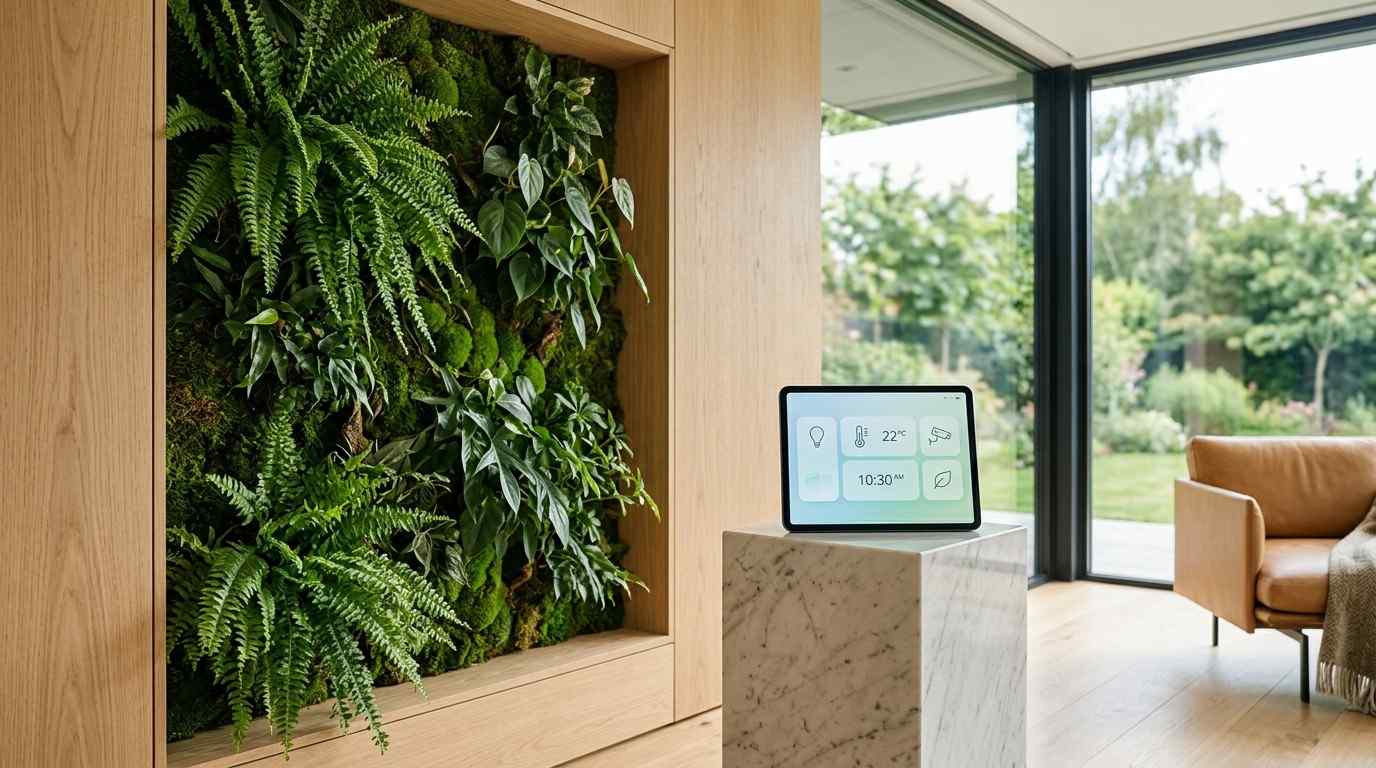 Living green wall with a smart home control panel.