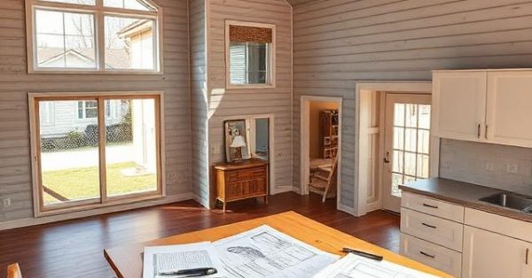 Completed suburban home with construction documents, inspection reports, building plans, and visible roofing, electrical, plumbing, insulation, and flashing details being reviewed as part of a construction quality dispute resolution process.