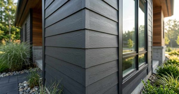 Fiber cement siding installed on a modern home exterior.