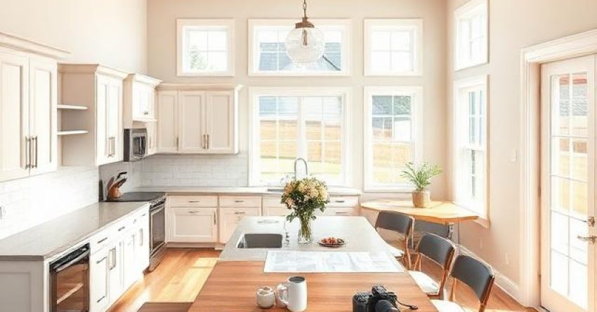 Completed new construction home prepared for a punch list inspection, featuring finished interiors, inspection documents, warranty paperwork, and realistic minor defects awaiting correction before final handover.