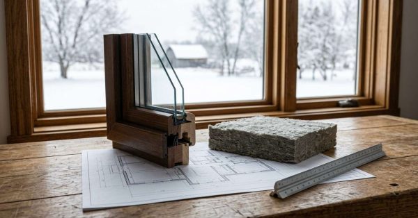 High-performance window and insulation materials for energy-efficient home design.