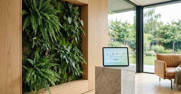Living green wall with a smart home control panel.