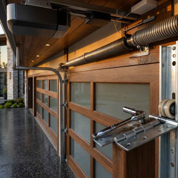 Professional garage door repair and maintenance service featuring torsion springs, rollers, tracks, and a smart garage door opener. Highlights residential garage door installation, spring replacement, opener repair, preventive maintenance, and expert servicing for safe, reliable garage door operation.