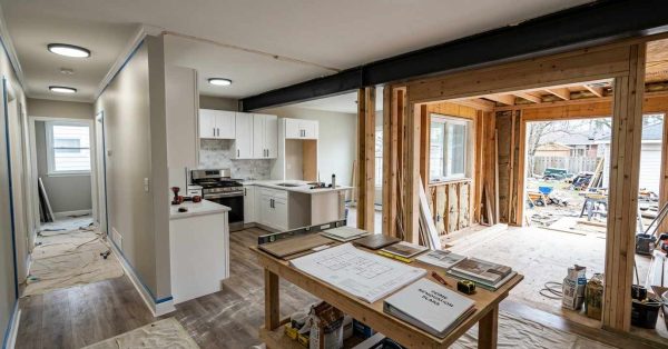 Suburban home showing cosmetic upgrades, kitchen and bathroom renovations, structural modifications, and home additions, illustrating the four major types of residential remodeling projects.